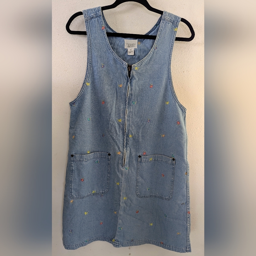 Spring Denim Jumper W/Flowers Size M